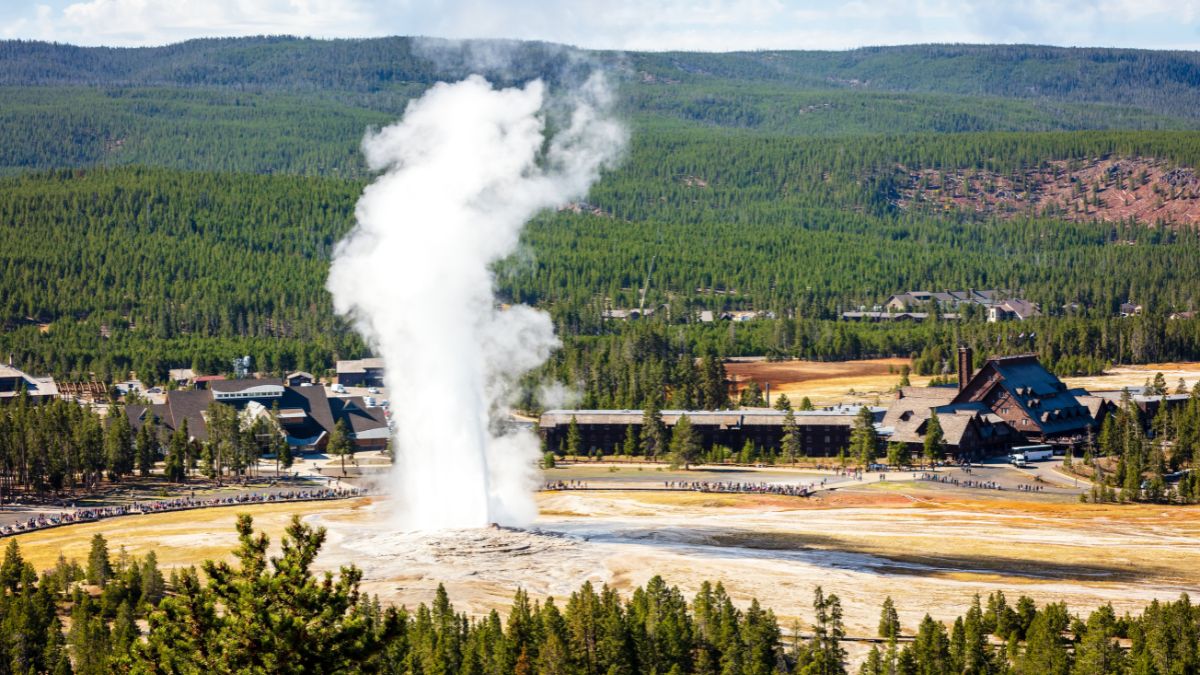 Old Faithful geyser at Yellowstone Park.