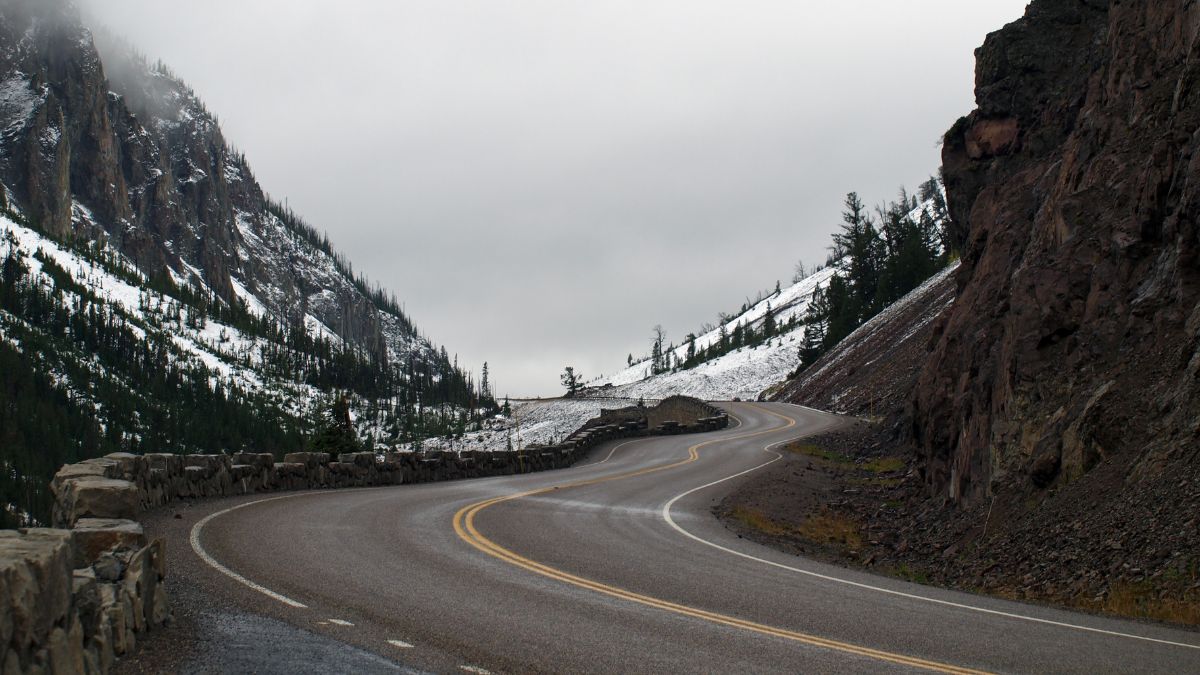Sylvan Pass during the fall. Eastern entrance to Yellowstone National Park. 