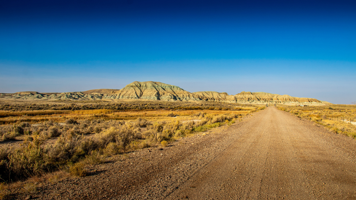 Remote Dirt Road in the Wyoming Badlands.