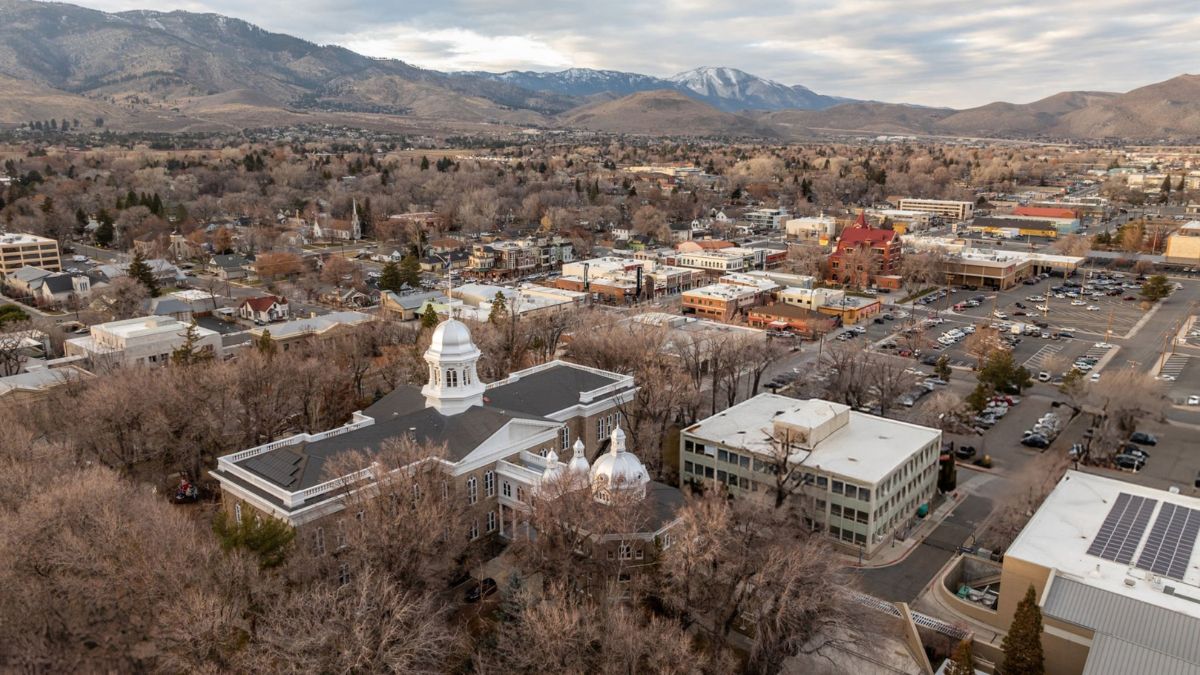 Aerial photo of the Nevada State capitol building located in Carson City, Nevada.