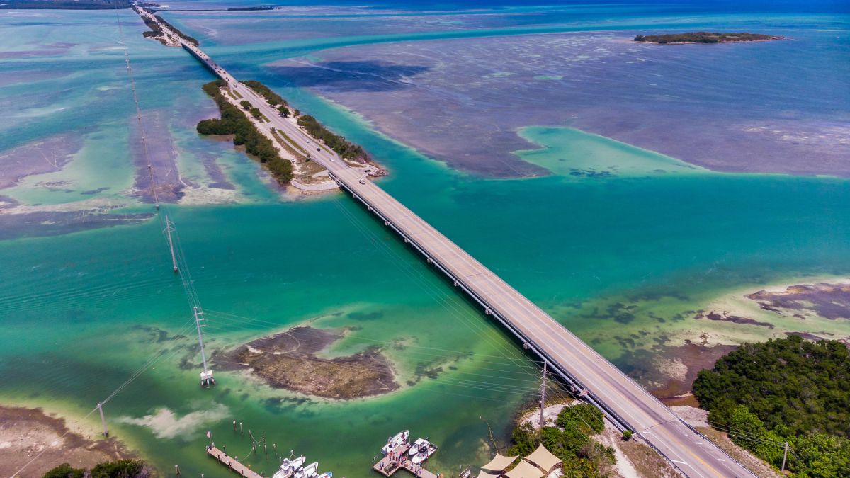 Aerial shot of U.S. route 1, Key West , Florida.