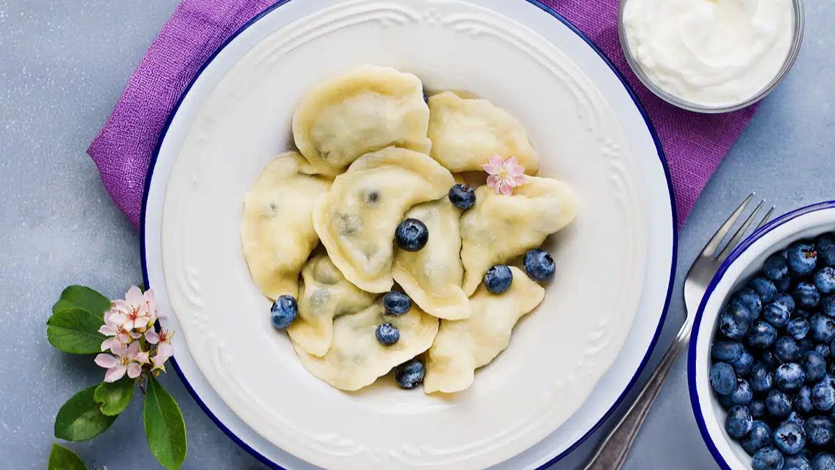 Blueberry Dumplings: Ukrainian Blueberry Varenyky.