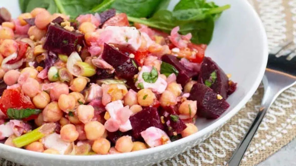 Chickpea and Beetroot Salad with Feta.