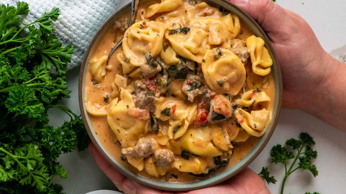 Creamy Crockpot Tortellini.