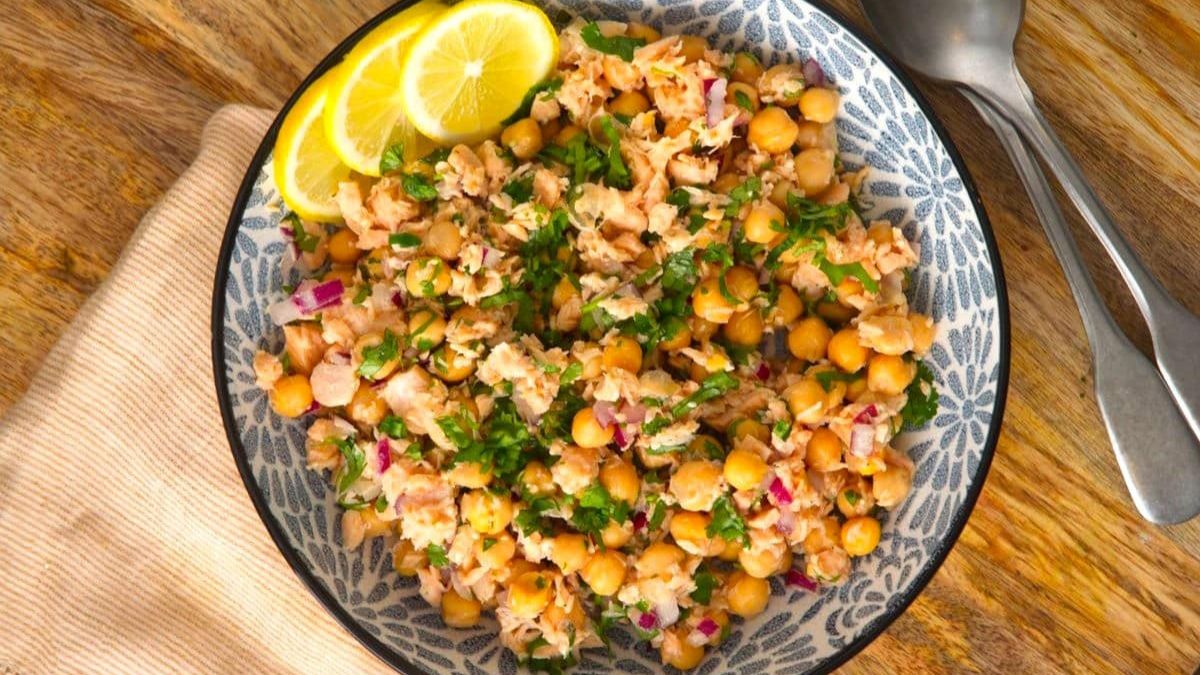 Easy Chickpea Salmon Salad.