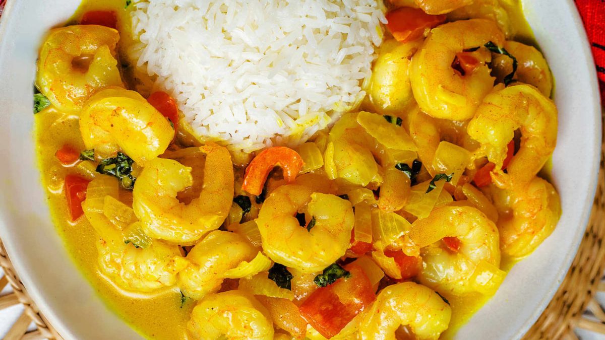 Easy Coconut Shrimp Curry with Lime and Basil.