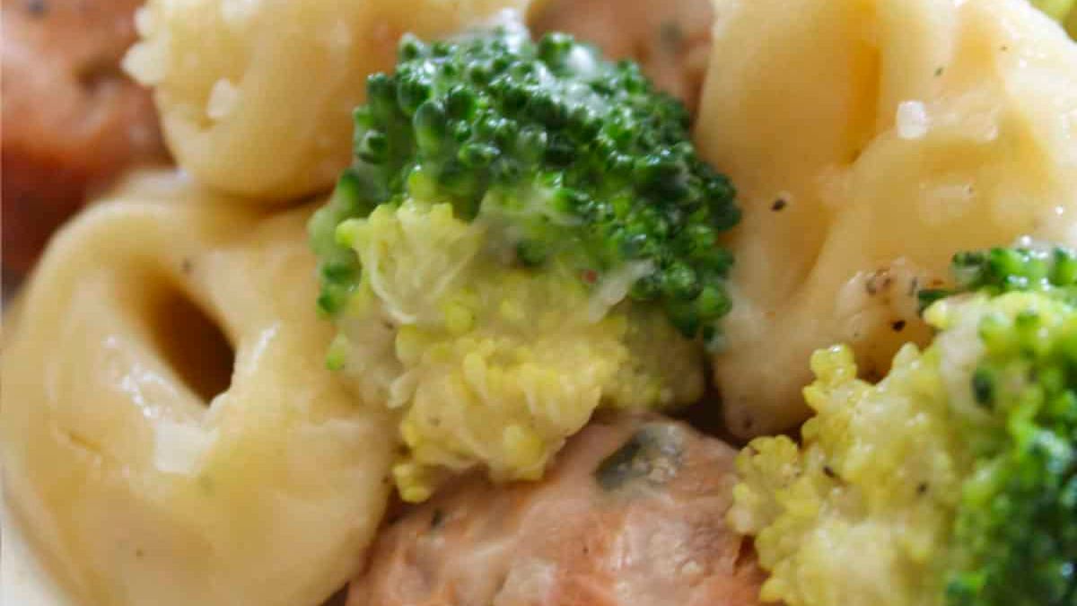Easy One Pan Sausage Tortellini Skillet Recipe.