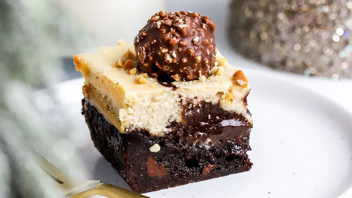 Ferrero Rocher Cheesecake Brownies Recipe.
