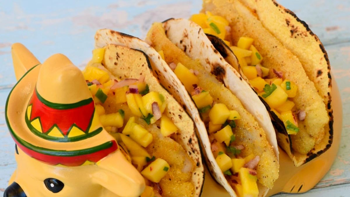 Fish Tacos with Mango Salsa.