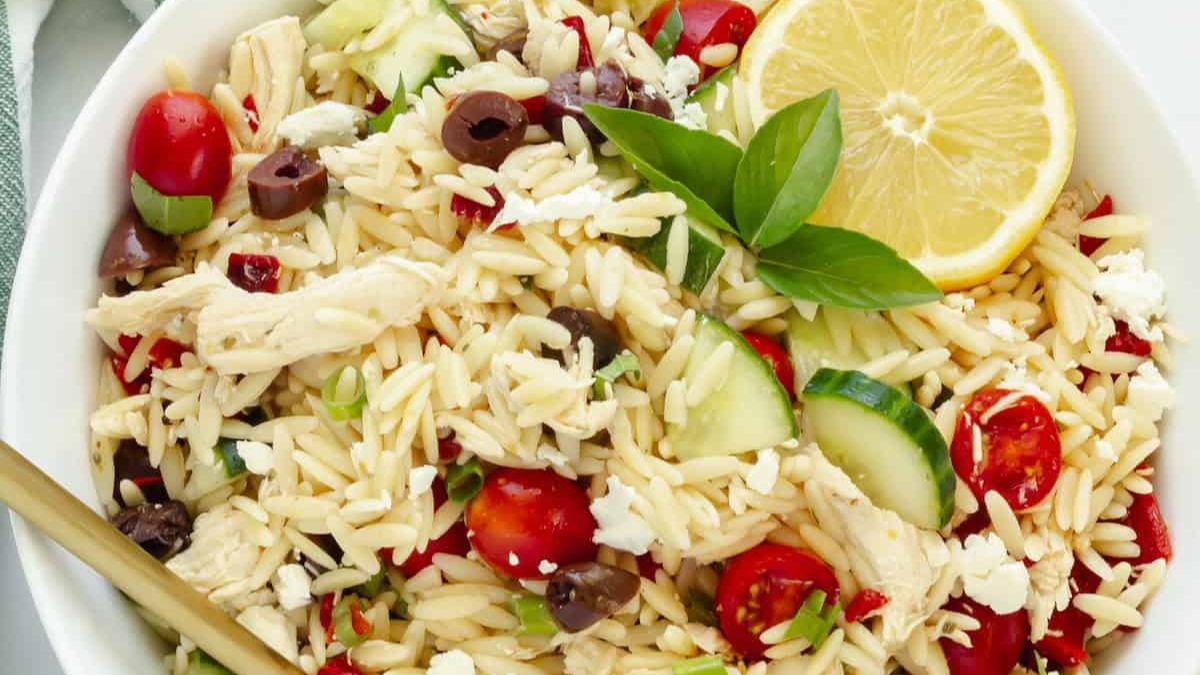 Greek Chicken Orzo Salad.