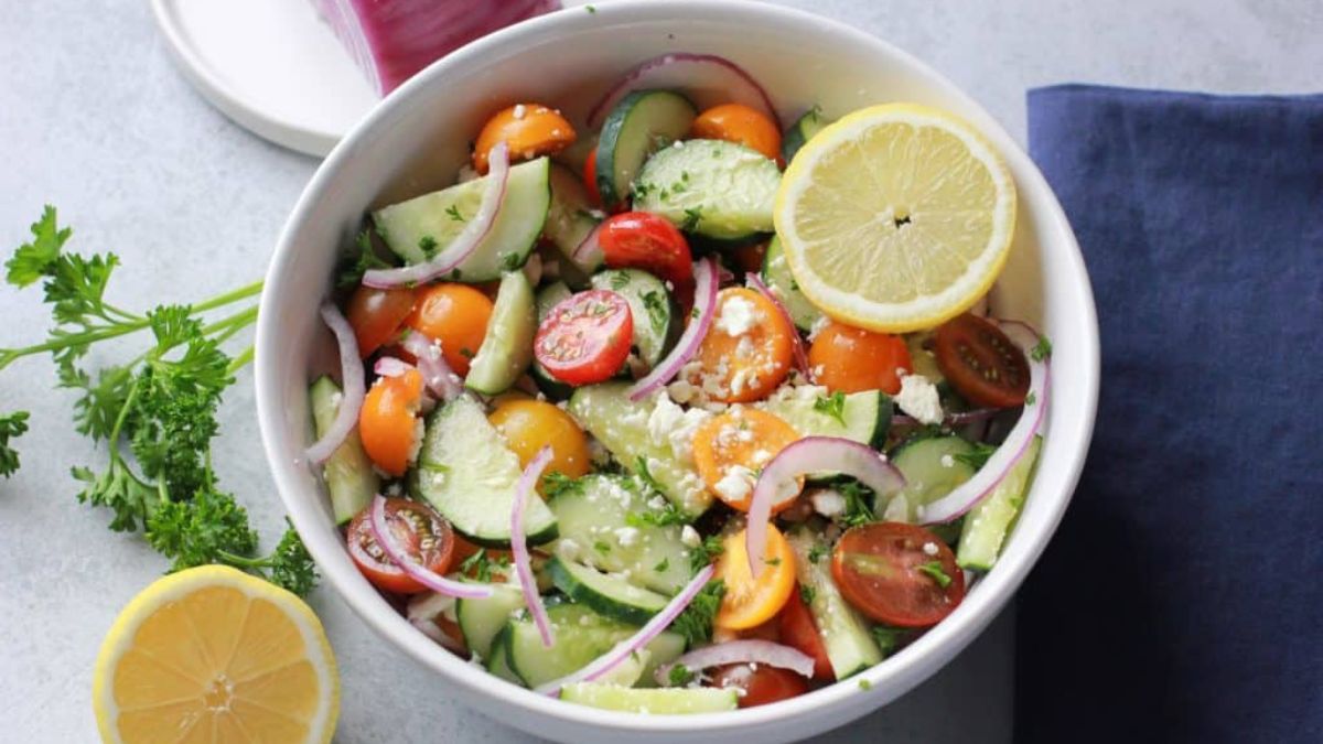 Greek Cucumber & Tomato Salad.