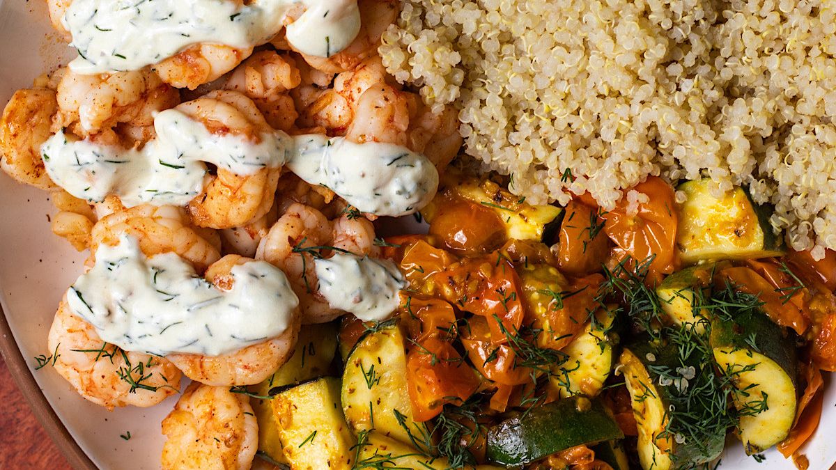 Greek Shrimp Bowls with Quinoa.