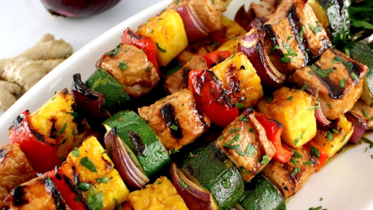 Grilled Hawaiian Pork Kebabs.