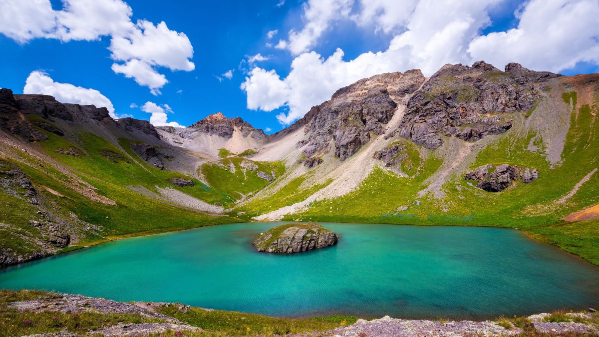 Island lake in San Juan Mountains, Colorado.