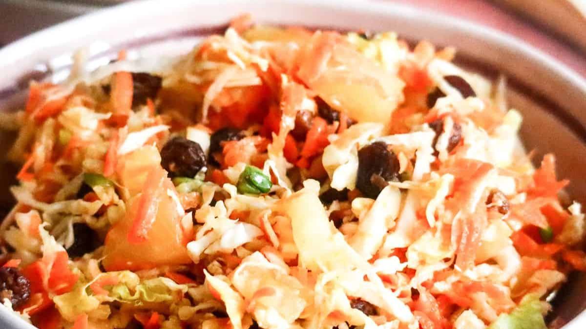 Jamaican Salad with Pineapples and Raisins -no mayo.