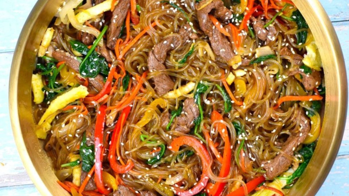Japchae (Korean Glass Noodle Stir Fry).