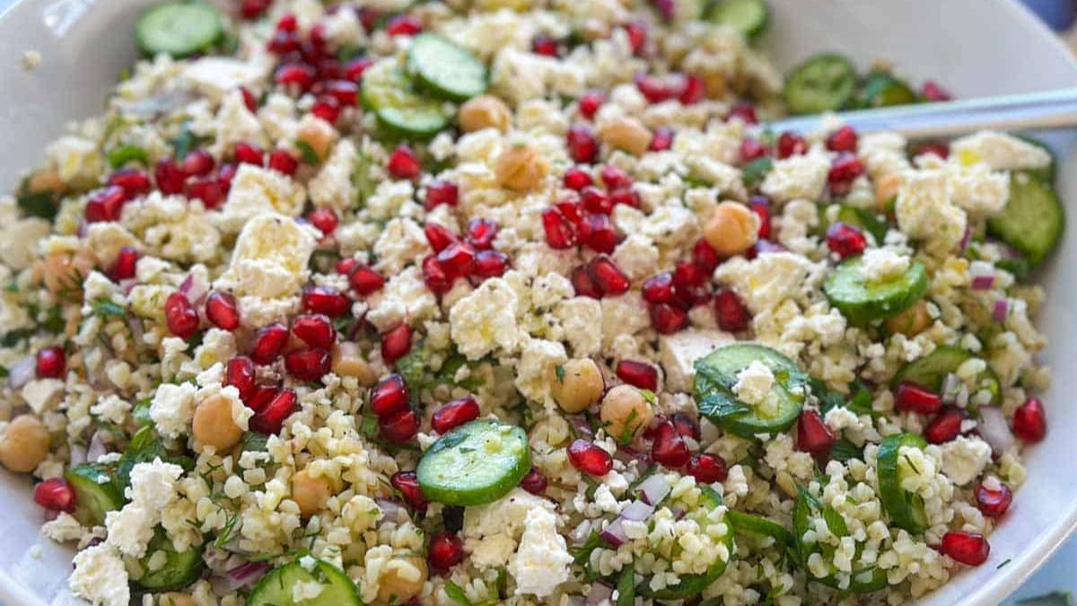 Mediterranean Bulgur Salad with Chickpeas and Herbs.