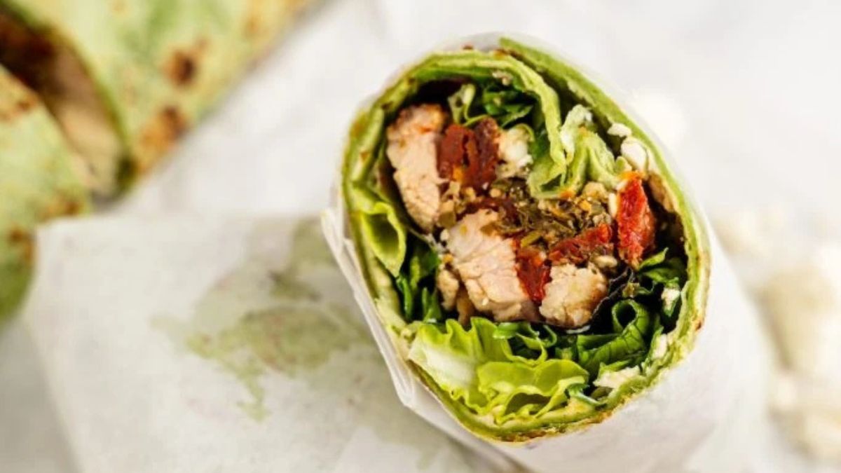 Mediterranean Chicken Pesto Wrap.