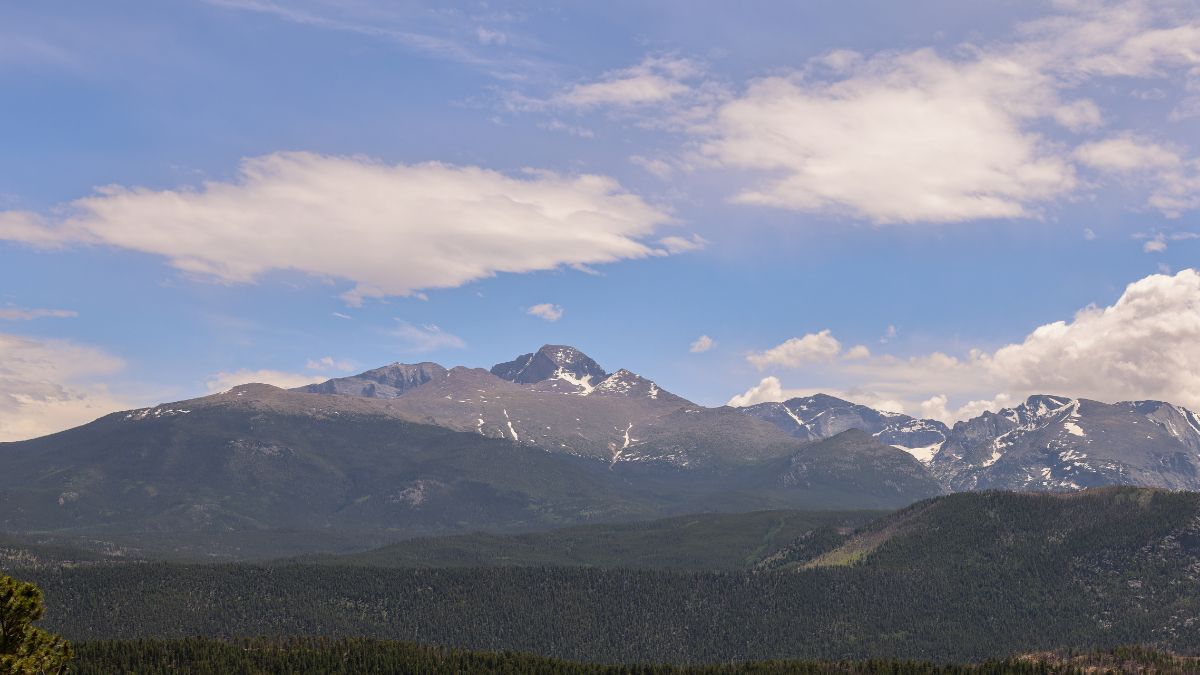 Mt Ida and Mt Julian Mountain Landscape View as Seen From Lower Lawn Lake Trail inside of Rocky Mountain National Park, Estes, Colorado, USA.