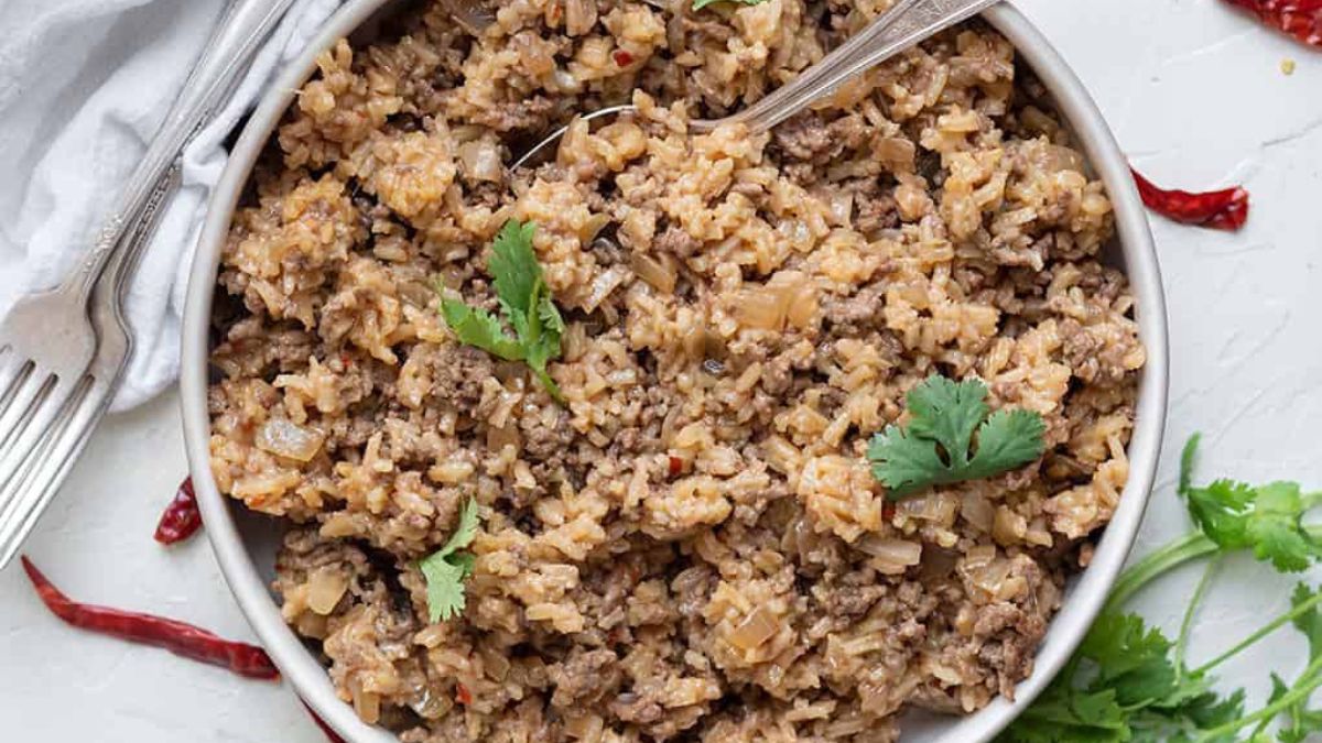 One Pot Korean Beef and Rice.