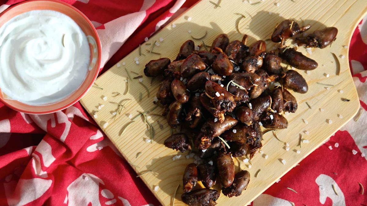 Pan Fried Chicken Hearts.