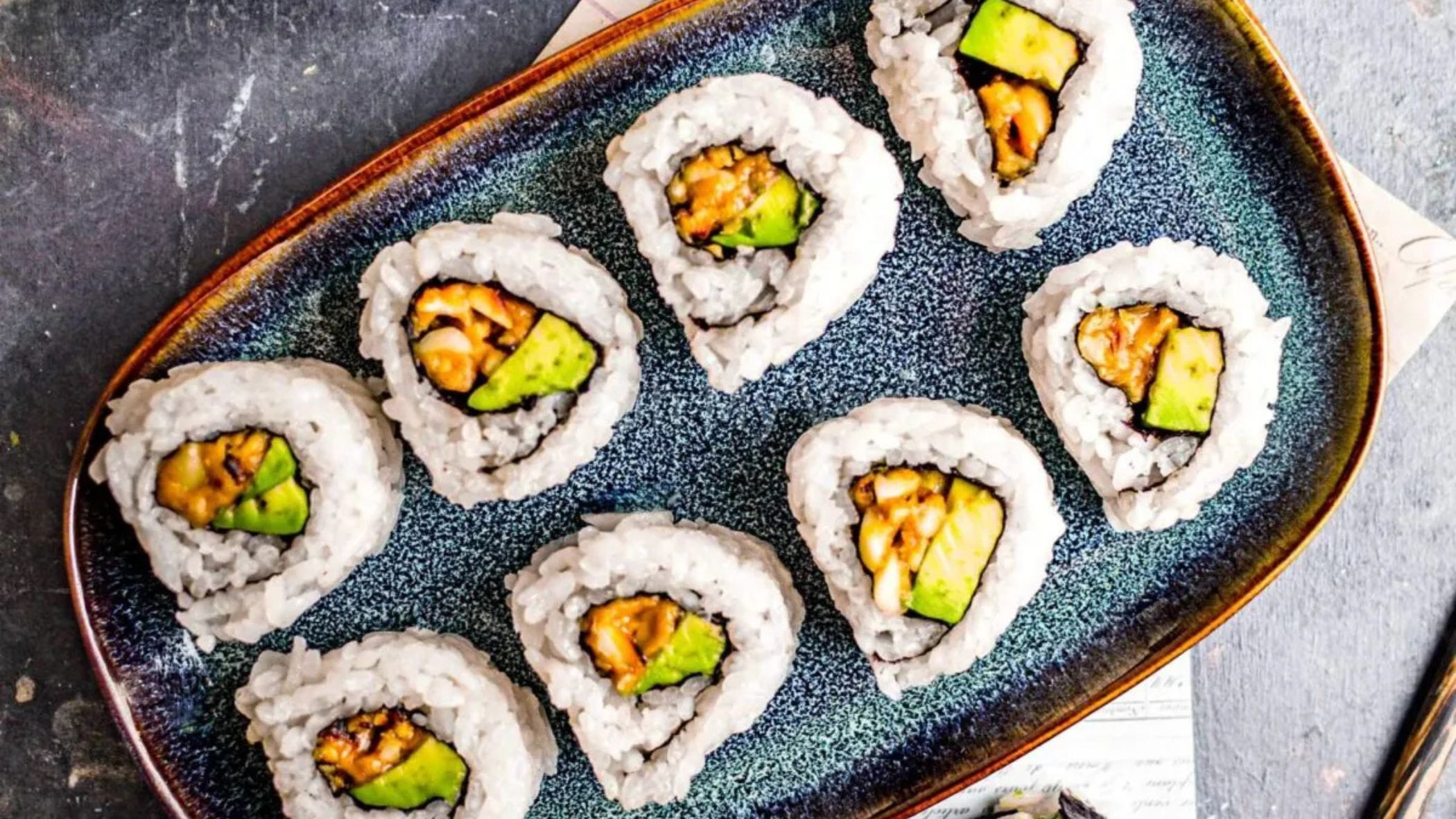 Peanut Avocado Rolls, Uramaki.