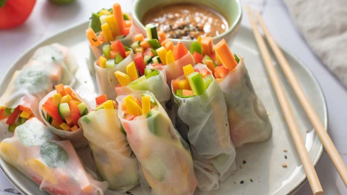 Rainbow Veggie Rice Paper Rolls – No Cooking Required!