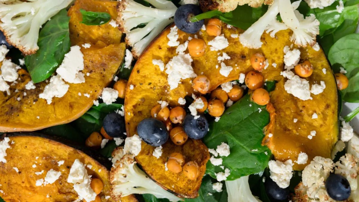 Roasted Cauliflower Pumpkin Chickpea Salad.
