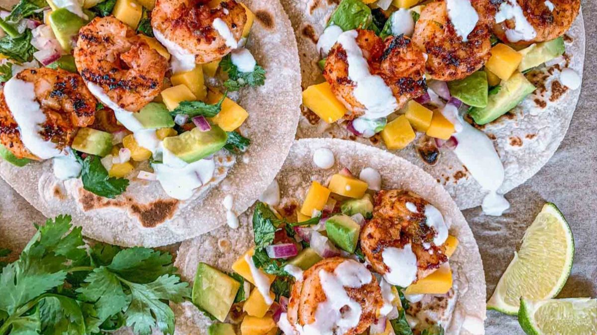 Shrimp Tacos With Mango Salsa.