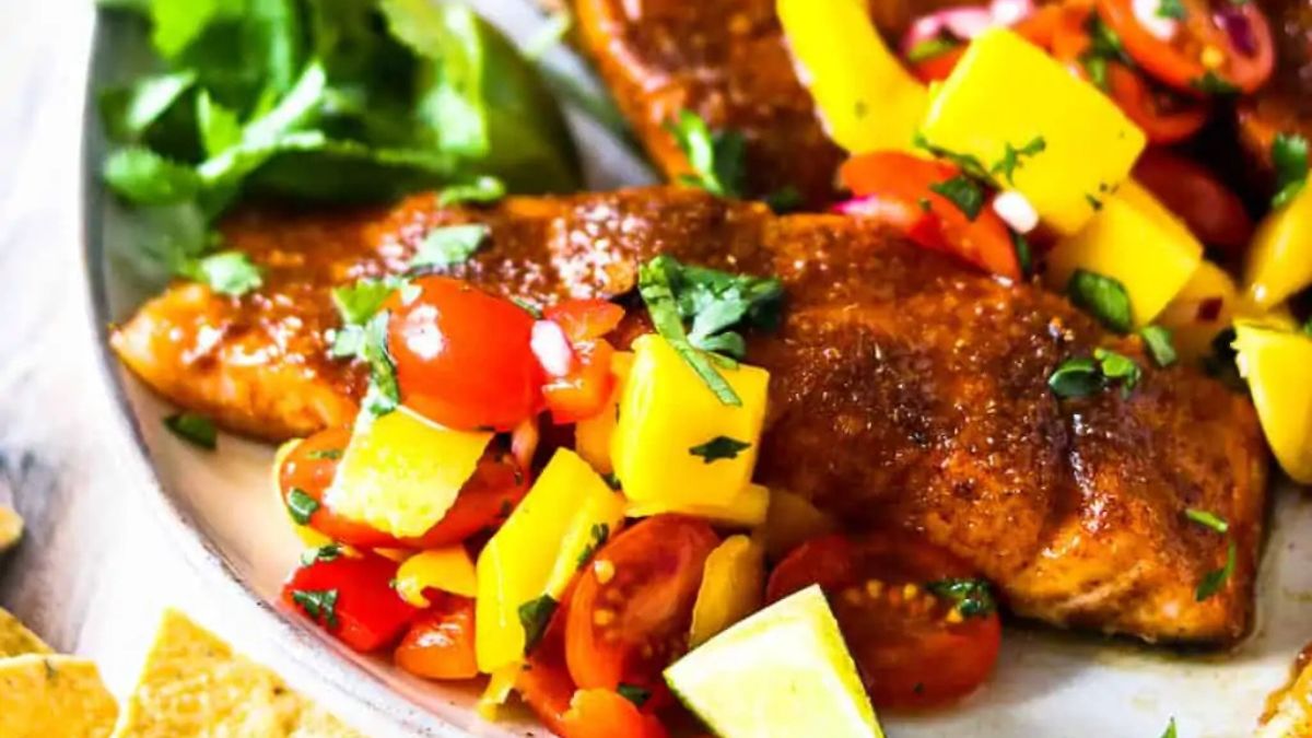 Spicy Brown Sugar Salmon (w/ Mango Salsa!).