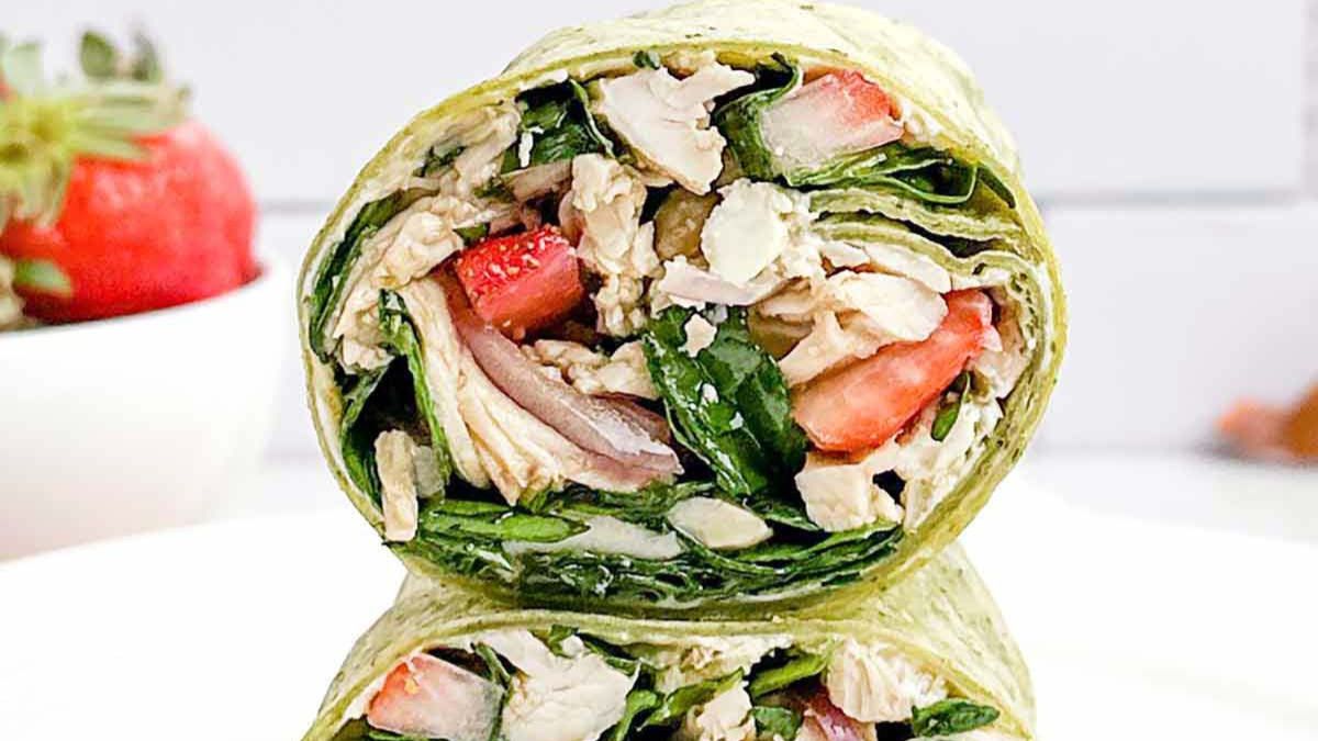 Strawberry Chicken Spinach Wrap.