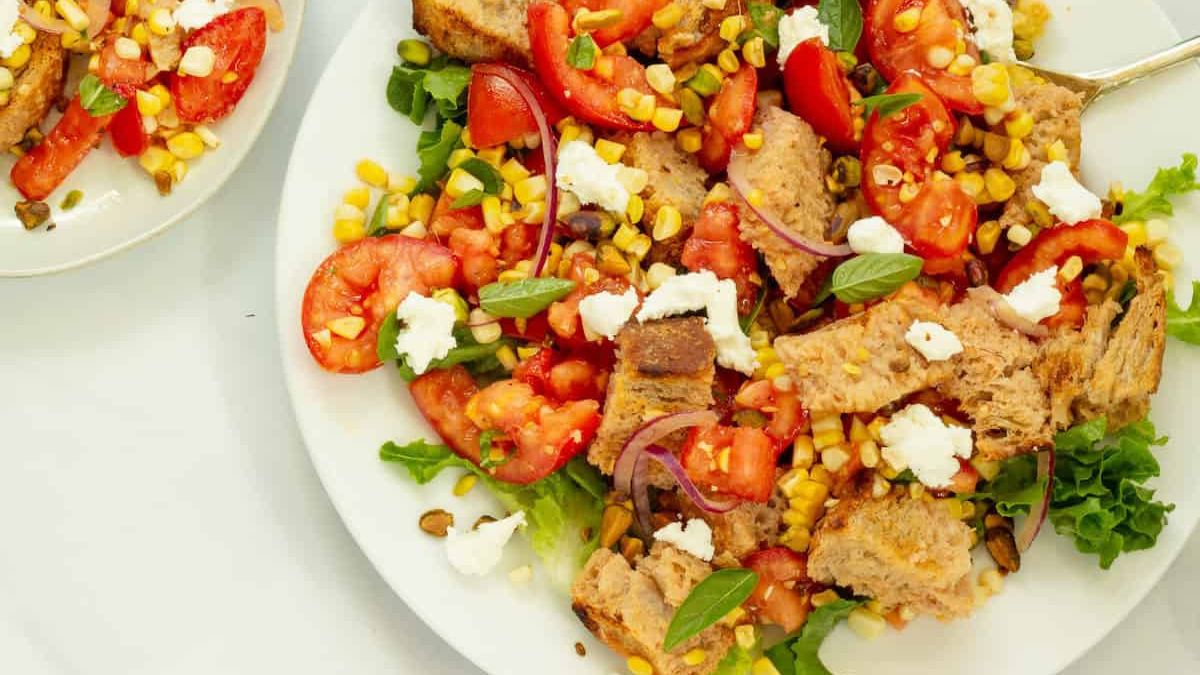 Sweet Corn and Tomato Panzanella Salad.