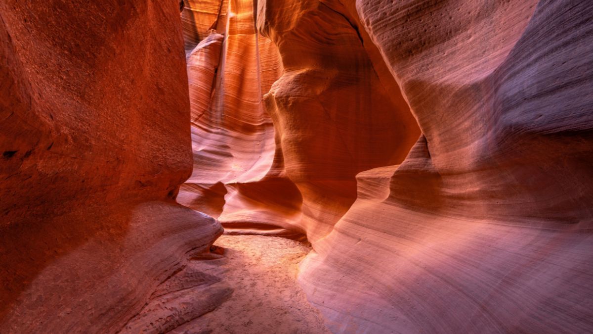 Swirl patterns on the sandstone walls of slot canyons in Arizona form from years of wind and water flow Patterns due to the soft rock composition.