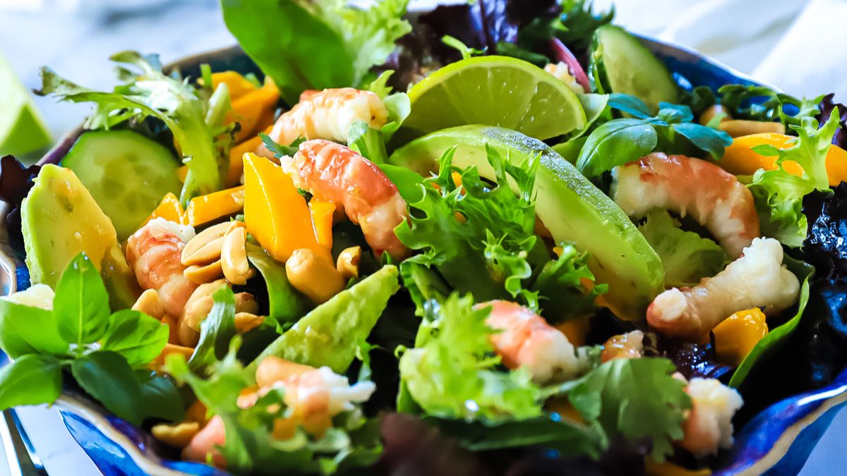 Thai Prawn Salad With Mango And Spot Prawns.