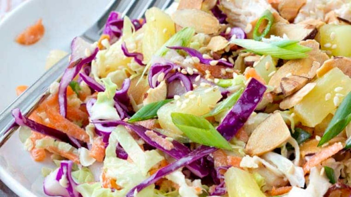 Tropical Chicken Slaw with Pineapple Vinaigrette.