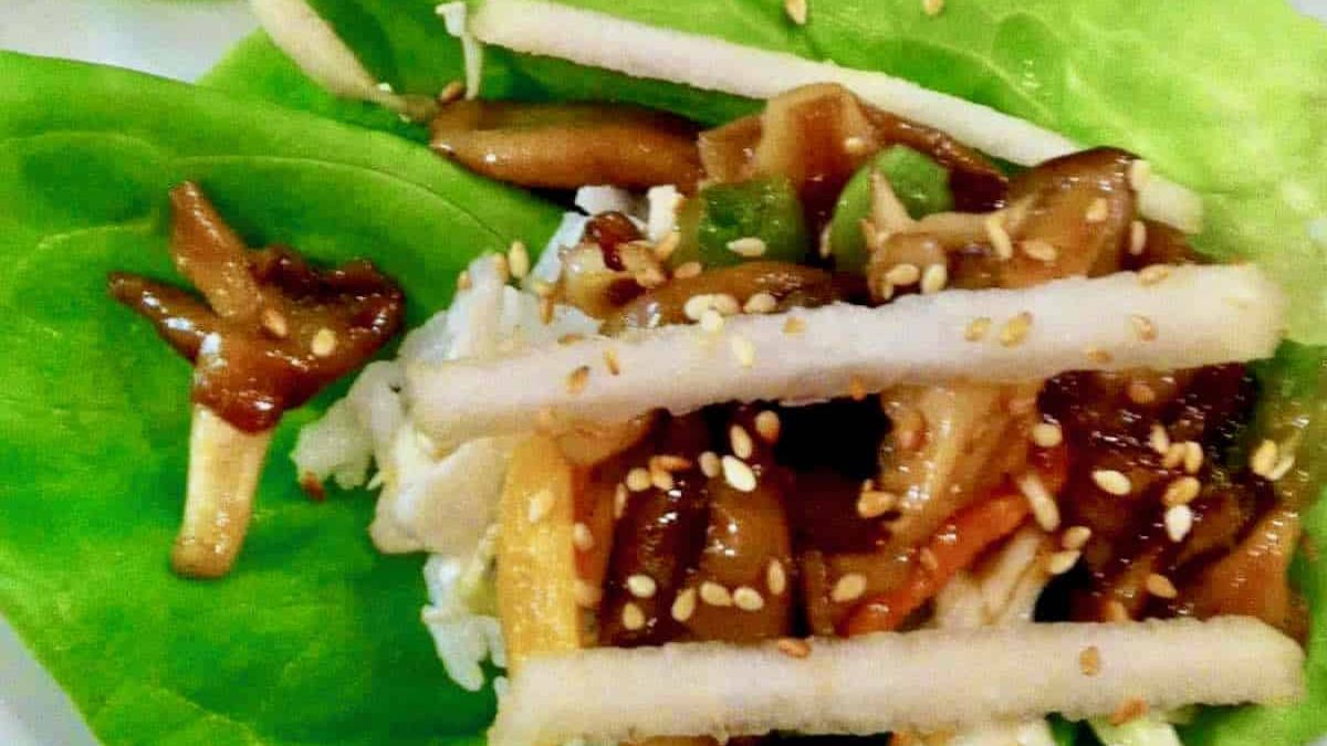 Victory with Korean Mushroom Lettuce Wraps.