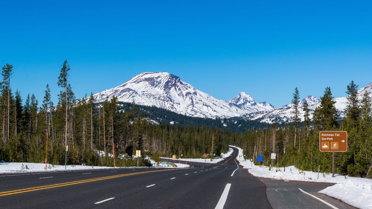 View of Mt. Bachelor along the Cascade Lakes Scenic Byway near Bend, OR.