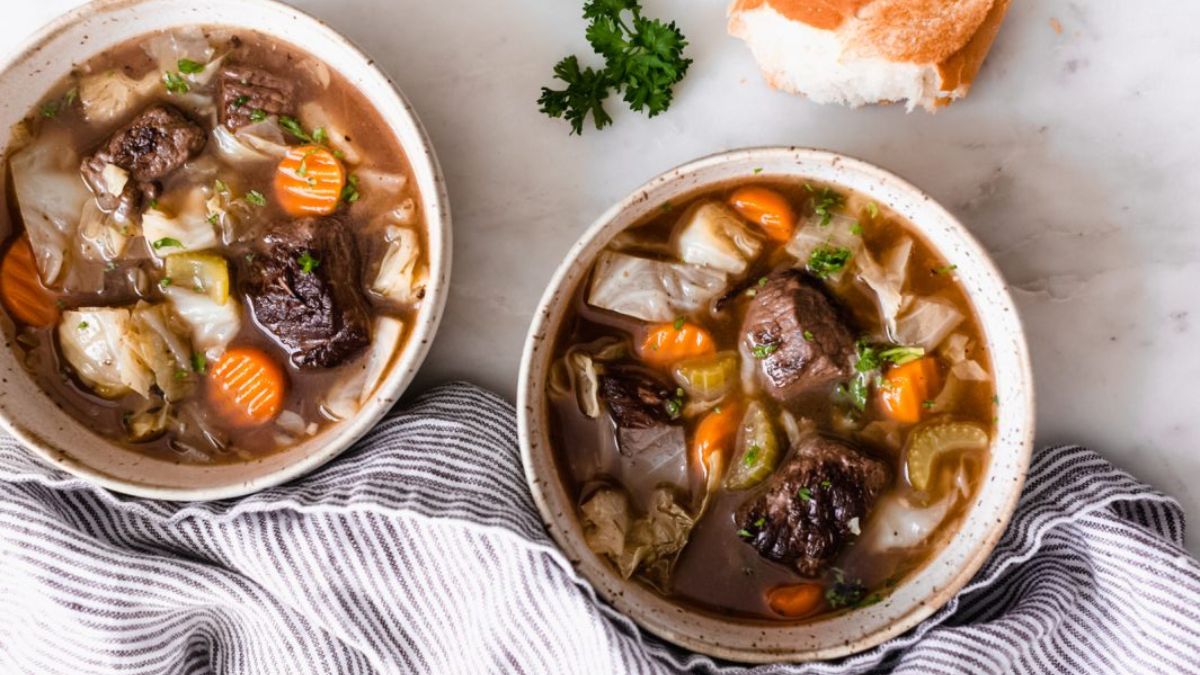 Warm & Hearty Cabbage Beef Soup.