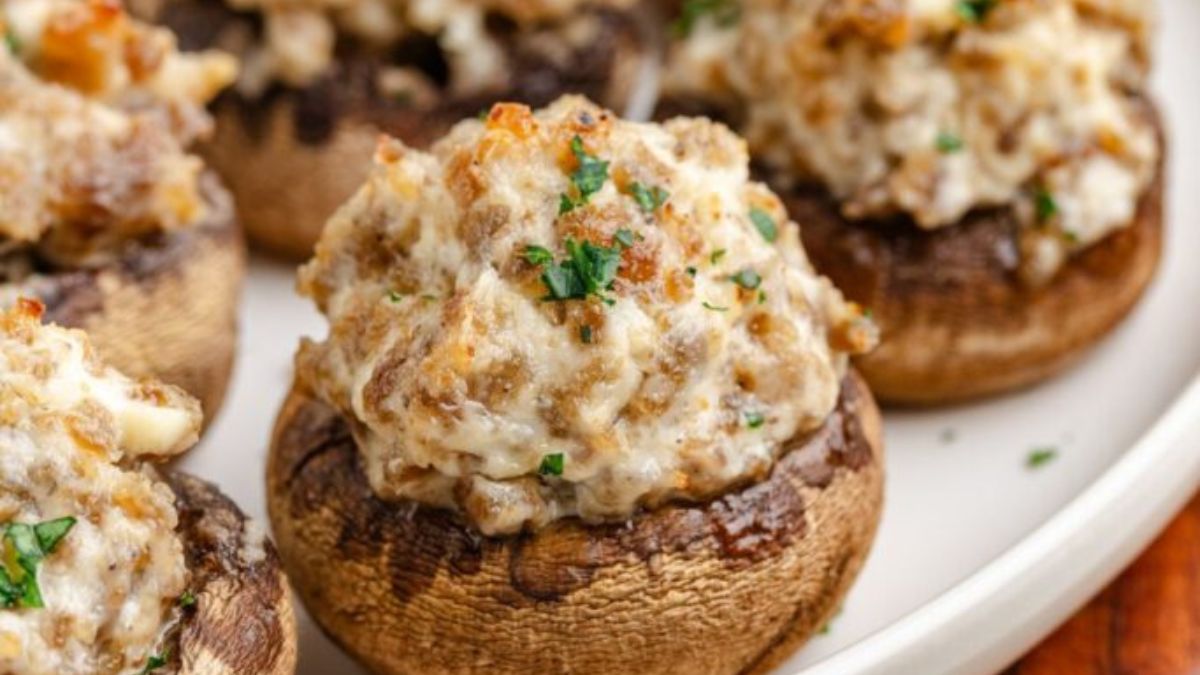 3 Ingredient Sausage Stuffed Mushrooms.