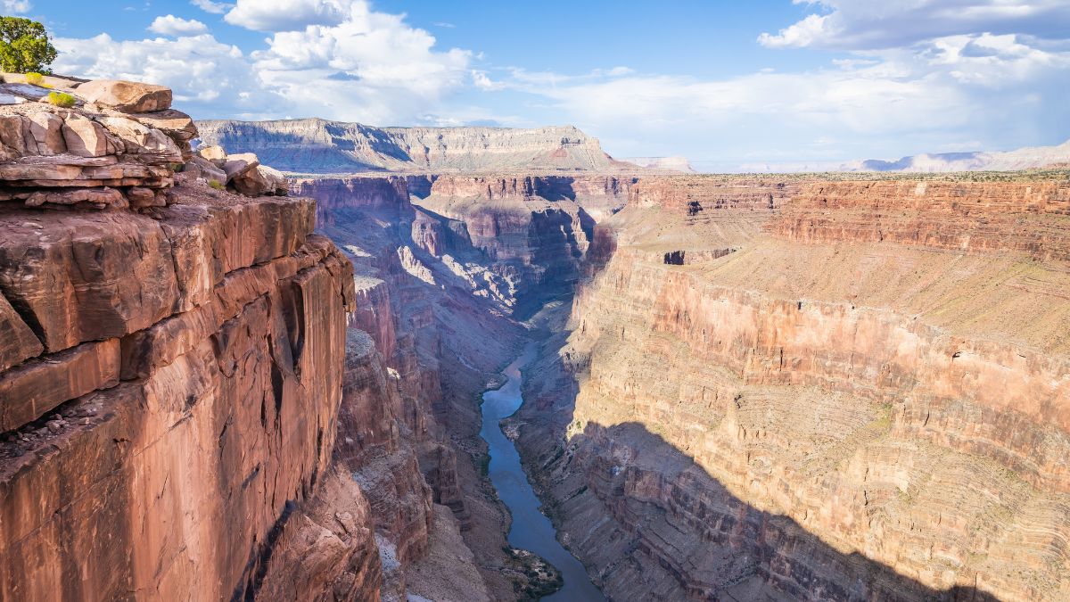 A scenic view of the Grand Canyon from the remote north rim overlook of Toroweap in Arizona.