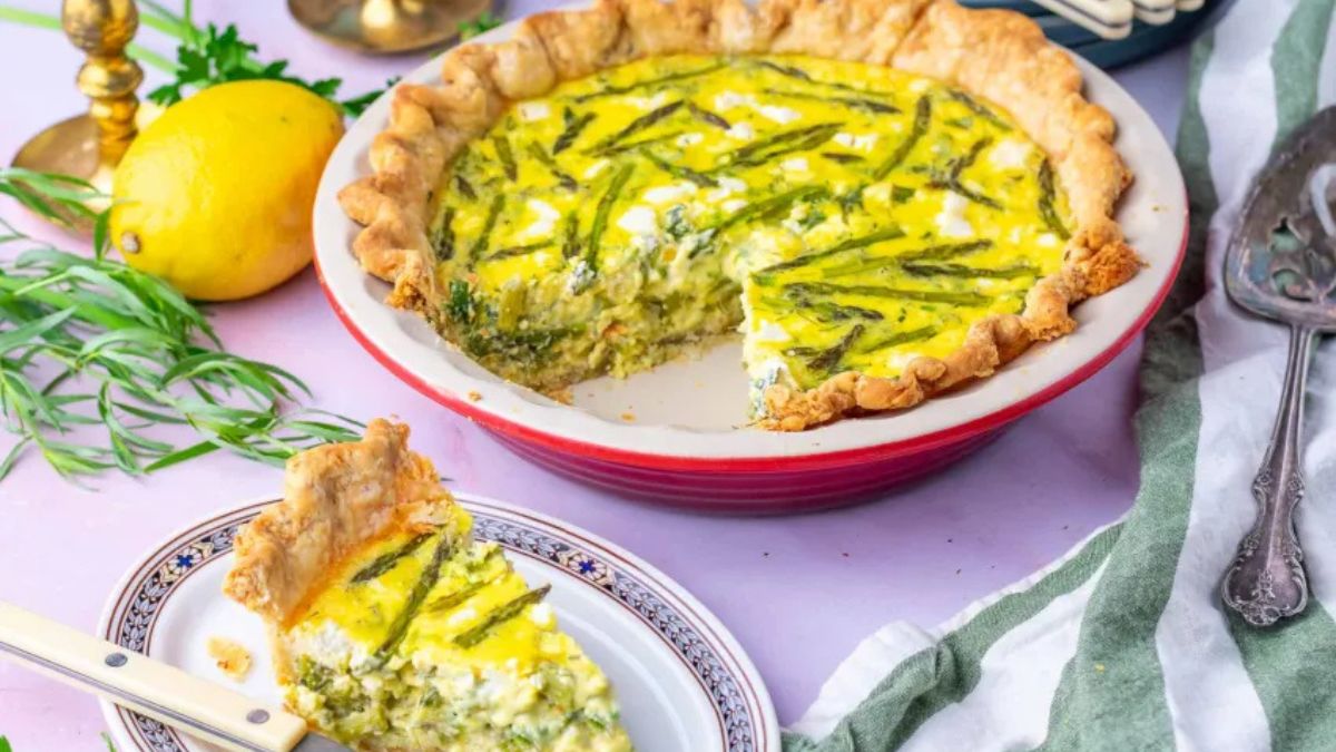 Asparagus Goat Cheese Sourdough Quiche.