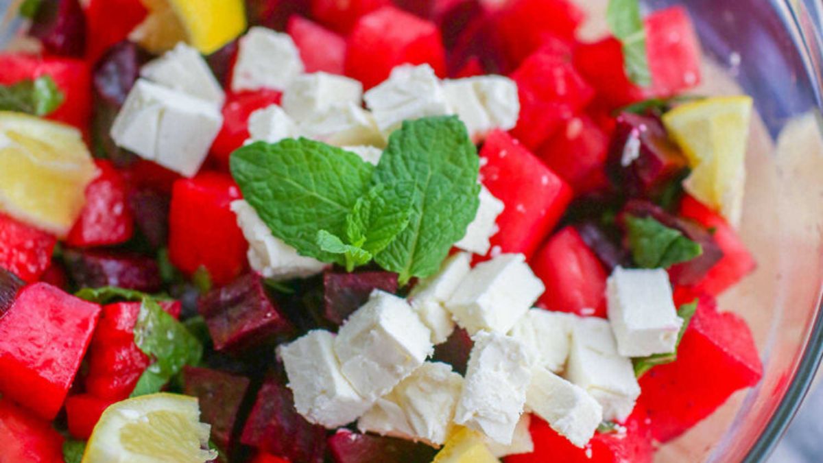 Beet, Watermelon and Feta Salad Recipe.