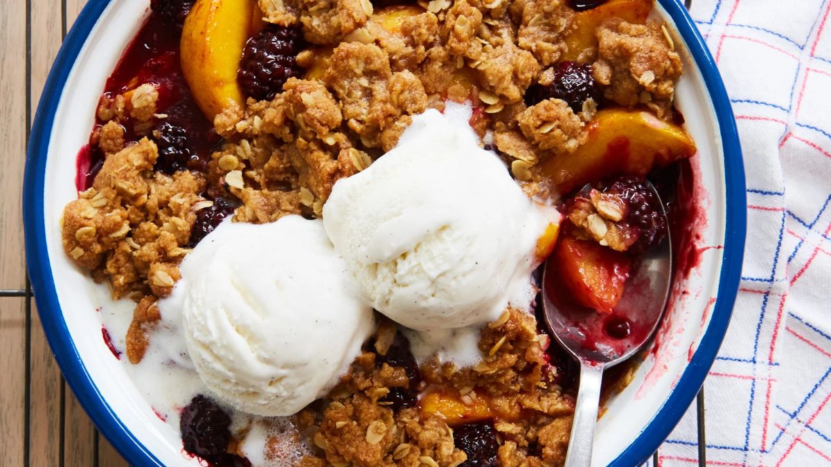 Blackberry Peach Crisp with Brown Sugar-Oat Topping.