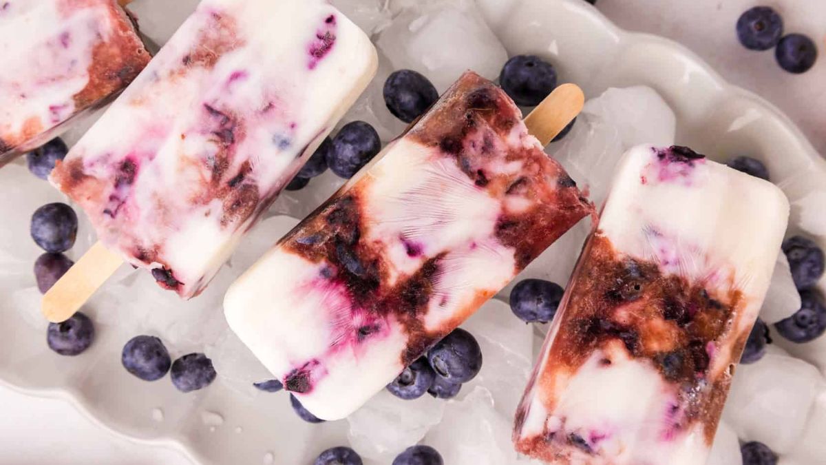 Blueberry Yogurt Popsicles.