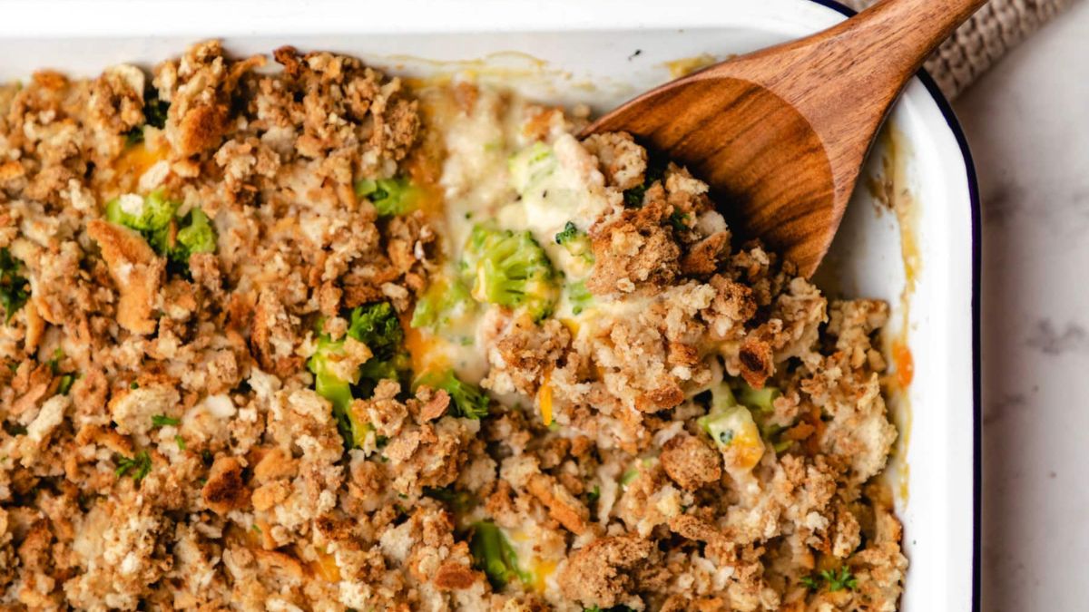 Chicken Broccoli Stuffing Casserole.