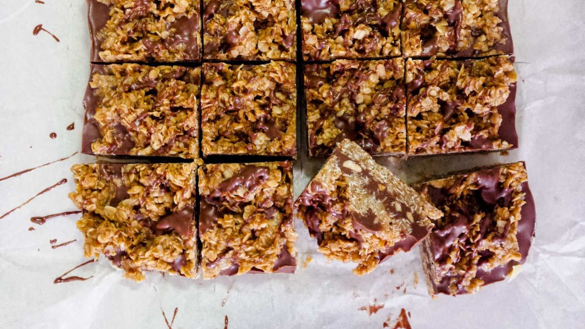 Chocolate Peanut Butter Oat Bars.