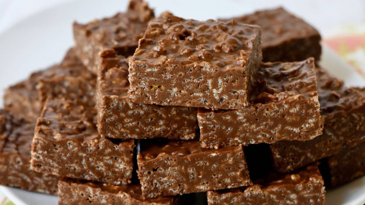 Chocolate Peanut Butter Rice Crispy Bars.