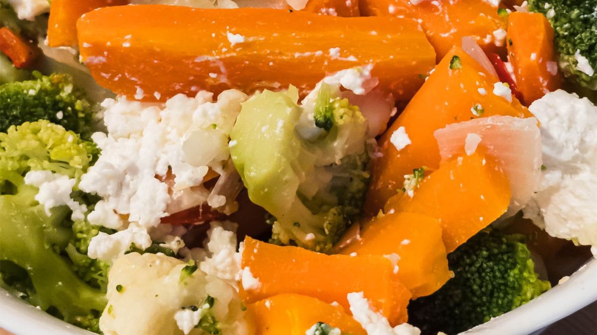 Colorful Veggie Salad with Broccoli & Cauliflower.