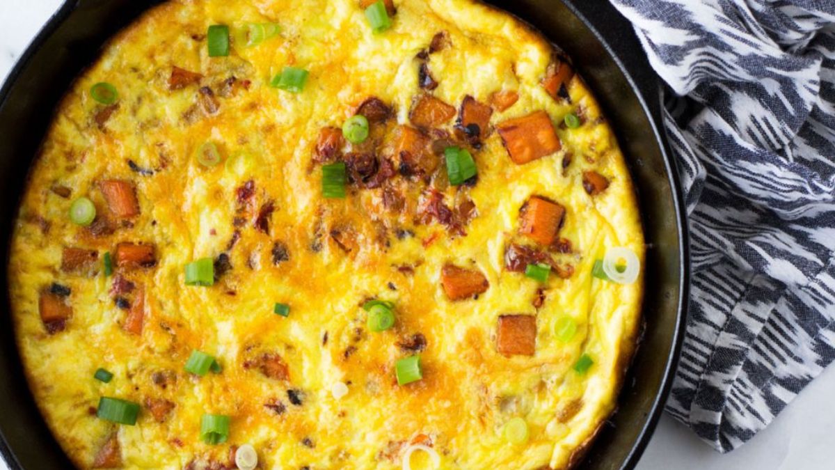 Dairy-free Frittata with Sun-Dried Tomatoes and Sweet Potato.