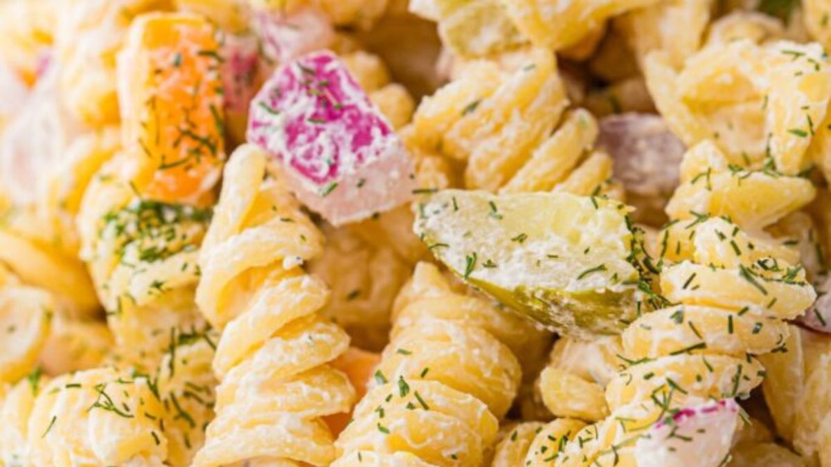 Dill Pickle Pasta Salad.